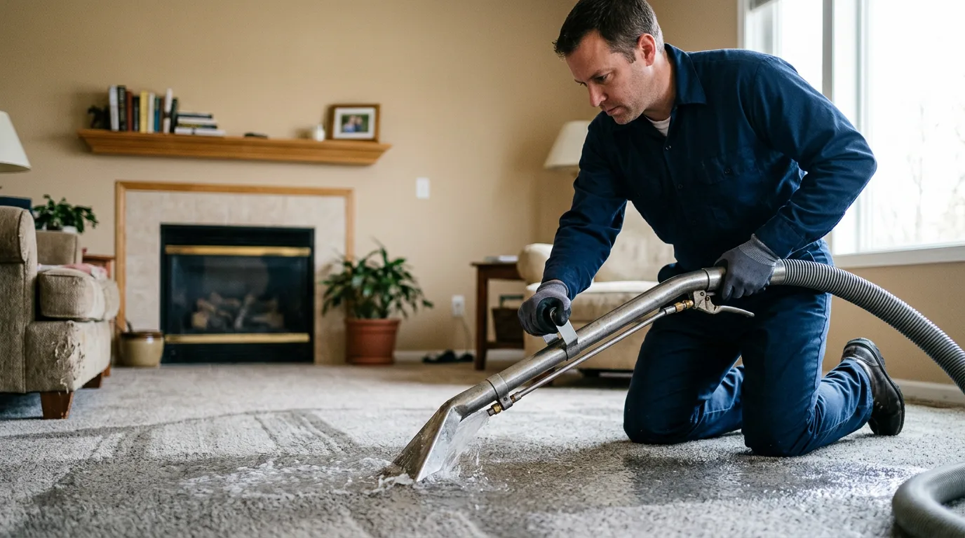 Water damage restoration technician working near Holland, MI